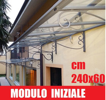 PENSILINA-TETTOIA  MODULARE IN FERRO BATTUTO LINEA MAURIELLO- DIMENSIONI: 60X240 cm (MODULO INIZIALE