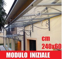 PENSILINA-TETTOIA  MODULARE IN FERRO BATTUTO LINEA MAURIELLO- DIMENSIONI: 60X240 cm (MODULO INIZIALE