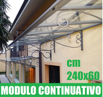 PENSILINA-TETTOIA  MODULARE IN FERRO BATTUTO LINEA MAURIELLO- DIMENSIONI: 60X240 cm (MODULO CONTINUA