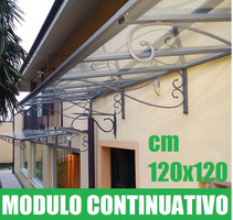 PENSILINA-TETTOIA  MODULARE IN FERRO BATTUTO LINEA MAURIELLO- DIMENSIONI:120X120 cm (MODULO CONTINUA