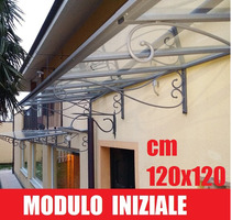 PENSILINA-TETTOIA  MODULARE IN FERRO BATTUTO LINEA MAURIELLO- DIMENSIONI:120X120 cm (MODULO INIZIALE