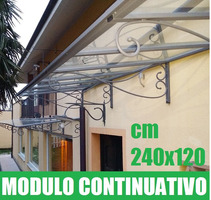 PENSILINA-TETTOIA  MODULARE IN FERRO BATTUTO LINEA MAURIELLO- DIMENSIONI:120X240 cm (MODULO CONTINUA