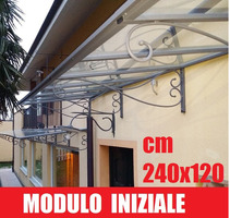 PENSILINA-TETTOIA  MODULARE IN FERRO BATTUTO LINEA MAURIELLO- DIMENSIONI:120X240 cm (MODULO INIZIALE