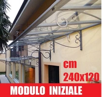 PENSILINA-TETTOIA  MODULARE IN FERRO BATTUTO LINEA MAURIELLO- DIMENSIONI:120X240 cm (MODULO INIZIALE