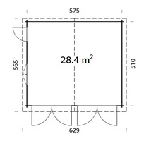 Garage in Legno d' Abete Nordico(44mm) - cm 595x530 cm - ITALFROM36 - 2