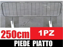 Transenna Stradale Pedonale-Piede Piatto- Recinzione Temporanea Barriera Modulare Zincata- cm 250x11