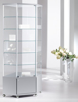 Vetrina in Cristallo Temperato con Ripiani Regolabili in Altezza - Angolare con Mobile -  dimensioni