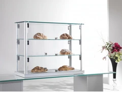 Vetrina da Banco per Bar in Cristallo Temperato con 2 Ripiani regolabili in altezza -65X25X h50 - 6/