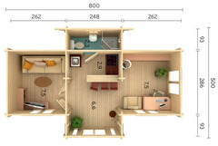 Chalet - Casa in Legno d' Abete Nordico(70mm) - cm 820x520 cm - ITALFROM104 - 2