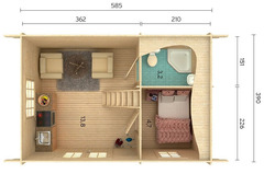 Chalet - Casa in Legno d' Abete Nordico(44mm) - cm 605x410 cm - ITALFROM108 - 2