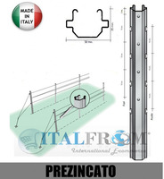 Palo per Vigneto 'Aperti' 52X35mm -Ferro Prezincato - Altezza: 300 cm - Spessore:1,50mm