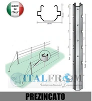 Palo per Vigneto 'Aperti' 52X35mm -Ferro Prezincato - Altezza: 300 cm - Spessore:1,50mm