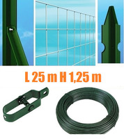 Recinzione Completa Eco 25mt  Lineari Rete Metallica Zincata (Rete h125 cm) (Maglia:mm50X75) con Pal