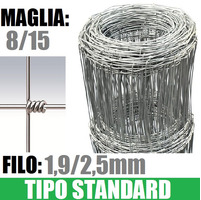 200 mt - Rotolo Rete Metallica Pastorale Zincata-Tipo  Standard- a Maglia Annodata- H 100 cm