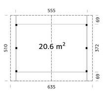 Tettoia - Carport in Legno Lamellare d' Abete Nordico - cm 555x372 cm - ITALFROM51 - 2