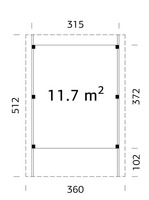 Tettoia - Carport in Legno Lamellare d' Abete Nordico - cm 360x512 cm - ITALFROM52 - 2