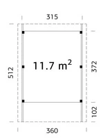 Tettoia - Carport in Legno Lamellare d' Abete Nordico - cm 360x512 cm - ITALFROM52 - 2