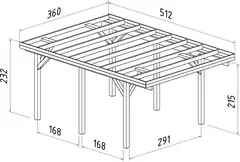 Tettoia - Carport in Legno Lamellare d' Abete Nordico - cm 360x512 cm - ITALFROM52 - 3