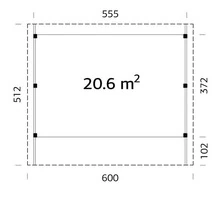 Tettoia - Carport in Legno Lamellare d' Abete Nordico - cm 600x512 cm - ITALFROM54 - 2