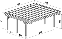 Tettoia - Carport in Legno Lamellare d' Abete Nordico - cm 600x512 cm - ITALFROM54 - 3