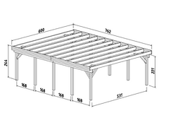 Tettoia - Carport in Legno Lamellare d' Abete Nordico - cm 762x531 cm - ITALFROM55 - 3