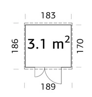 Casetta da Giardino in Legno d' Abete Nordico(16mm) - cm 183x170cm - Pavimento Incluso- Italfrom301 - 2