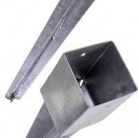Supporto Zincato di Ancoraggio Palo in Legno 71 x 71 mm  nel Terreno - 2