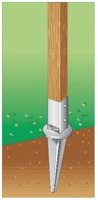 SUPPORTO ZINCATO DI ANCORAGGIO PALO IN LEGNO 91 x 91 mm  NEL TERRENO - 5