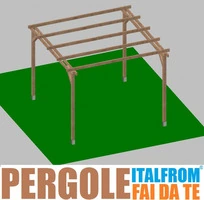 Pergola da Giardino in Legno di Pino Impregnato - mt 3 X 3 x 2,5h - con Supporti a Interrare