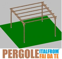 Pergola da Giardino in Legno di Pino Impregnato - mt 4 X 4 x 2,5h - con Supporti ad Interrare