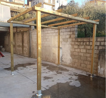 Pergola da Giardino in Legno di Pino Impregnato - mt 3 X 4 x 2,5h - con Supporti ad Interrare - 2