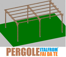 Pergola da Giardino in Legno di Pino Impregnato - mt 4 X 6 x 2,5h - con Supporti ad Interrare