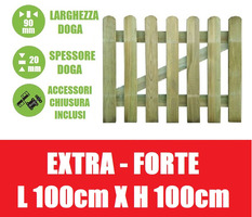 Cancelletto in Legno di Pino con Doghe per Steccato - Dimensioni: L 100cm x H 100cm