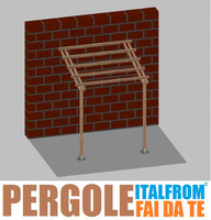 Pergola da Giardino Addossata in Legno di Pino Impregnato - mt 2 X 2 x 2,5h - con Supporti a Tassell