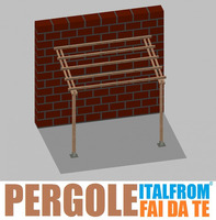 Pergola da Giardino Addossata in Legno di Pino Impregnato - mt 2 X 3 x 2,5h - con Supporti a Tassell