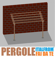 Pergola da Giardino Addossata in Legno di Pino Impregnato - mt 2 X 4 x 2,5h - con Supporti a Tassell
