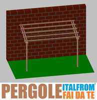 Pergola da Giardino Addossata in Legno di Pino Impregnato - mt 2 X 4 x 2,5h - con Supporti ad Interr