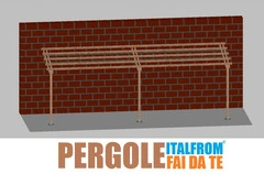 Pergola da Giardino Addossata in Legno di Pino Impregnato - mt 2 X 8 x 2,5h - con Supporti a Tassell