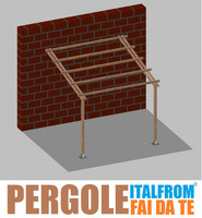 Pergola da Giardino Addossata in Legno di Pino Impregnato - mt 3 X 3 x 2,5h - con Supporti a Tassell