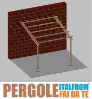 Pergola da Giardino Addossata in Legno di Pino Impregnato - mt 3 X 3 x 2,5h - con Supporti a Tassell