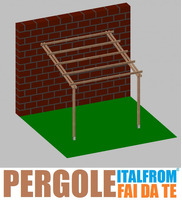 Pergola da Giardino Addossata in Legno di Pino Impregnato - mt 3 X 4 x 2,5h - con Supporti ad Interr