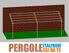 Pergola da Giardino Addossata in Legno di Pino Impregnato - mt 3 X 8 x 2,5h - con Supporti ad Interr