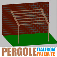 Pergola da Giardino Addossata in Legno di Pino Impregnato - mt 4 X 4 x 2,5h - con Supporti ad Interr