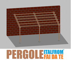 Pergola da Giardino Addossata in Legno di Pino Impregnato - mt 4 X 6 x 2,5h - con Supporti a Tassell