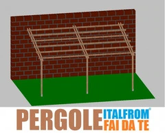 Pergola da Giardino Addossata in Legno di Pino Impregnato - mt 4 X 6 x 2,5h - con Supporti ad Interr