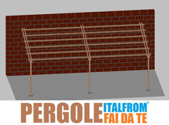 Pergola da Giardino Addossata in Legno di Pino Impregnato - mt 4 X 8 x 2,5h - con Supporti a Tassell