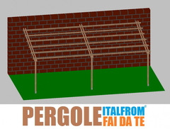 Pergola da Giardino Addossata in Legno di Pino Impregnato - mt 4 X 8 x 2,5h - con Supporti ad Interr