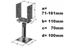 STAFFA AD U REGOLABILE GALVANIZZATA GIALLA PER  PALO IN LEGNO - 2