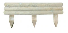 Bordura Steccato Rigida Orizzontale per Aiuole Giardino in Legno di Pino- cm ø 6 x L120 XH18/35