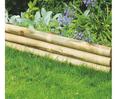 Bordura Steccato Rigida Orizzontale per Aiuole Giardino in Legno di Pino- cm ø 6 x L120 XH18/35 - 2